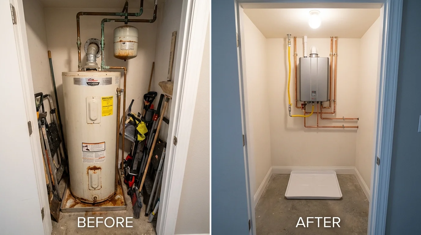 Tank water heater versus wall-mounted tankless unit comparison for Holland, MA homeowners